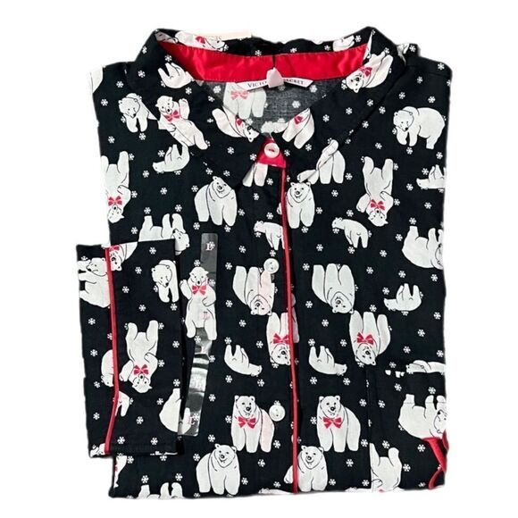 Victoria’s Secret Dreamer Flannel Palas Bear pajama jacket top ONLY - Picture 2 of 10